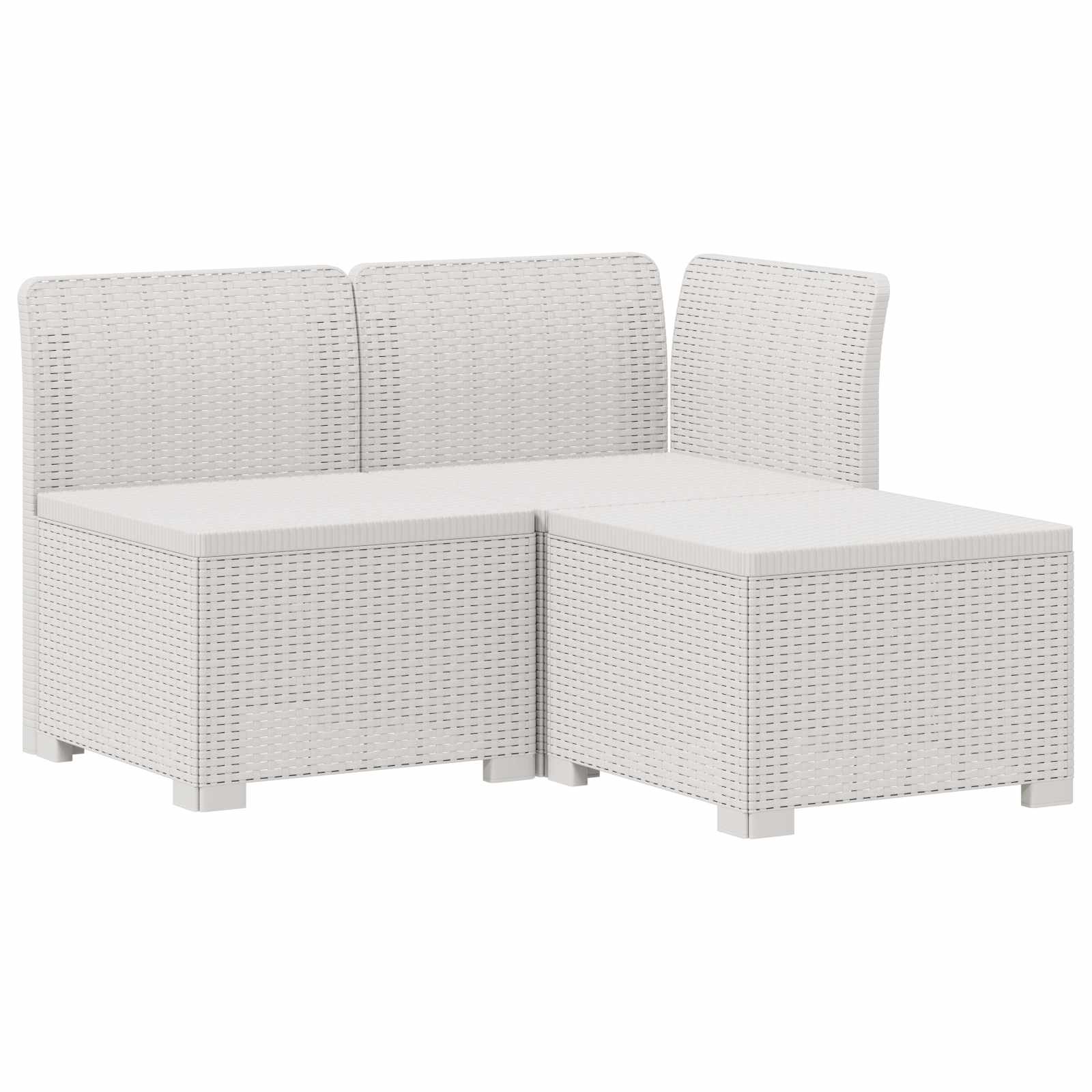 3-Sitzer Garten Sofa mit Kissen Rattan-Look PP Weiß