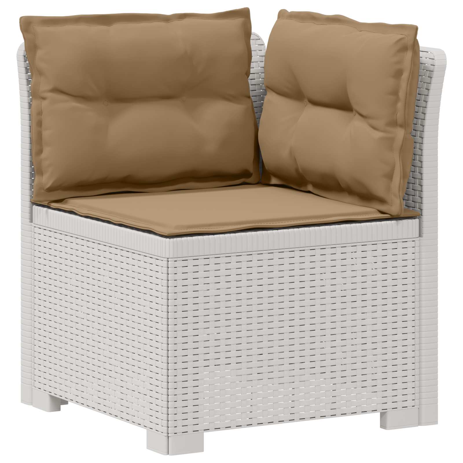 3-Sitzer Garten Sofa mit Kissen Rattan-Look PP Weiß