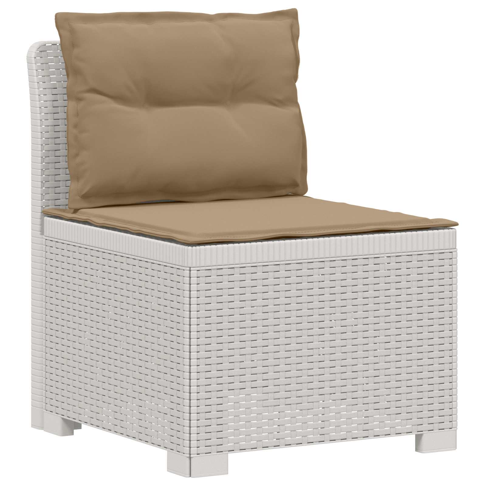 3-Sitzer Garten Sofa mit Kissen Rattan-Look PP Weiß