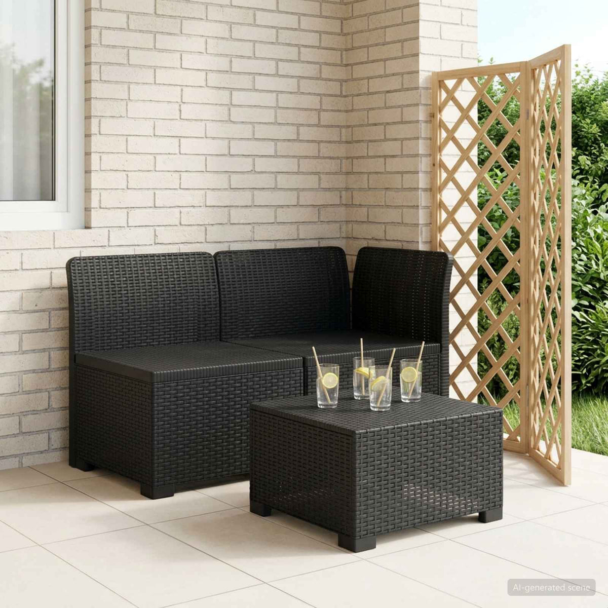 2-Sitzer Garten-Sofa Rattan-Look 2-Sitzer PP Anthrazit