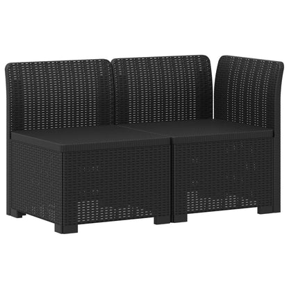 2-Sitzer Garten-Sofa Rattan-Look 2-Sitzer PP Anthrazit