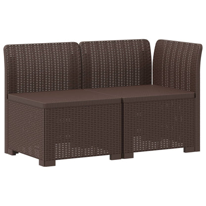 2-Sitzer Garten-Sofa Rattan-Look 2-Sitzer PP Braun