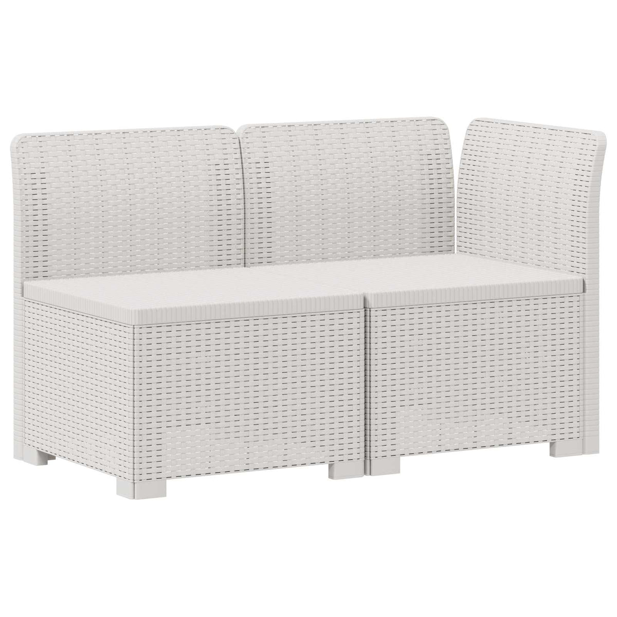 2-Sitzer Garten-Sofa Rattan-Look 2-Sitzer PP Weiß