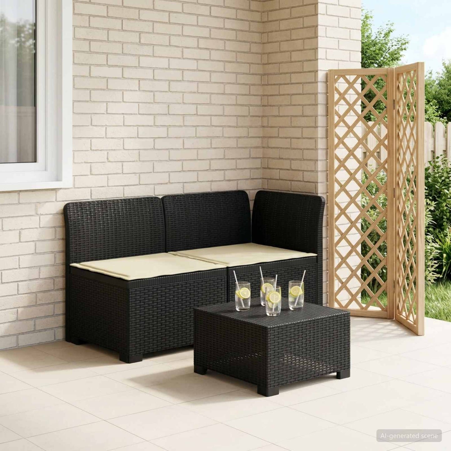 2-Sitzer Garten-Sofa mit Kissen Rattan-Look PP Anthrazit