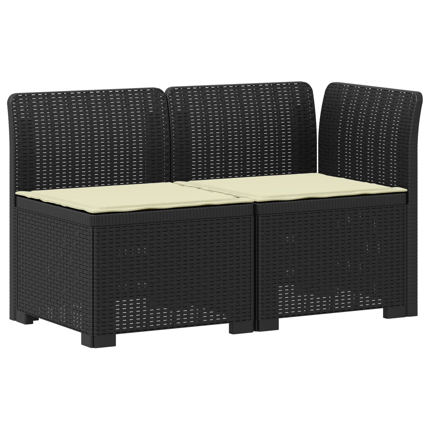 2-Sitzer Garten-Sofa mit Kissen Rattan-Look PP Anthrazit
