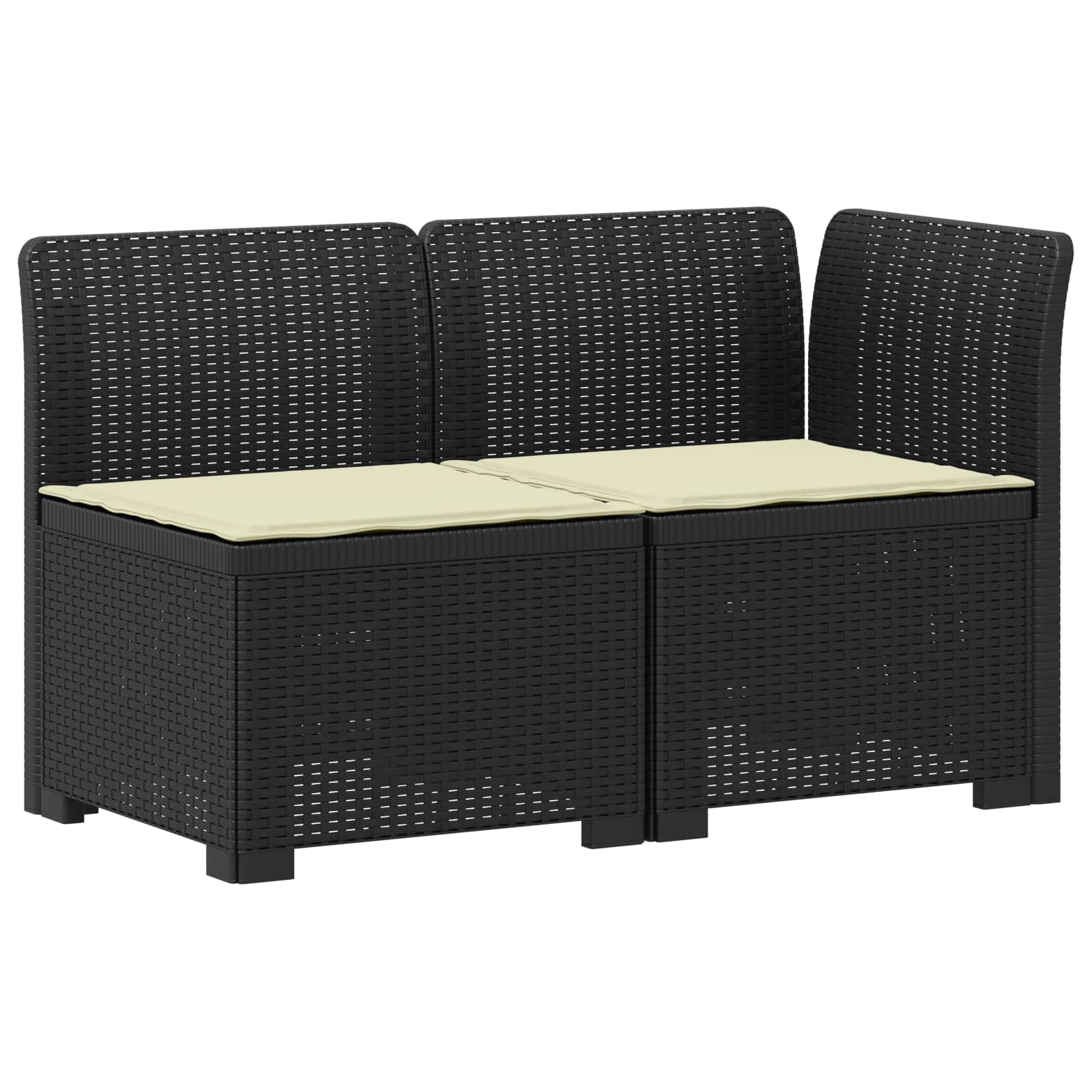 2-Sitzer Garten-Sofa mit Kissen Rattan-Look PP Anthrazit