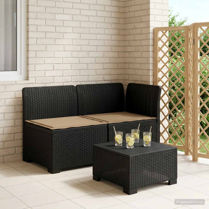 2-Sitzer Garten-Sofa mit Kissen Rattan-Look 2-Sitzer PP