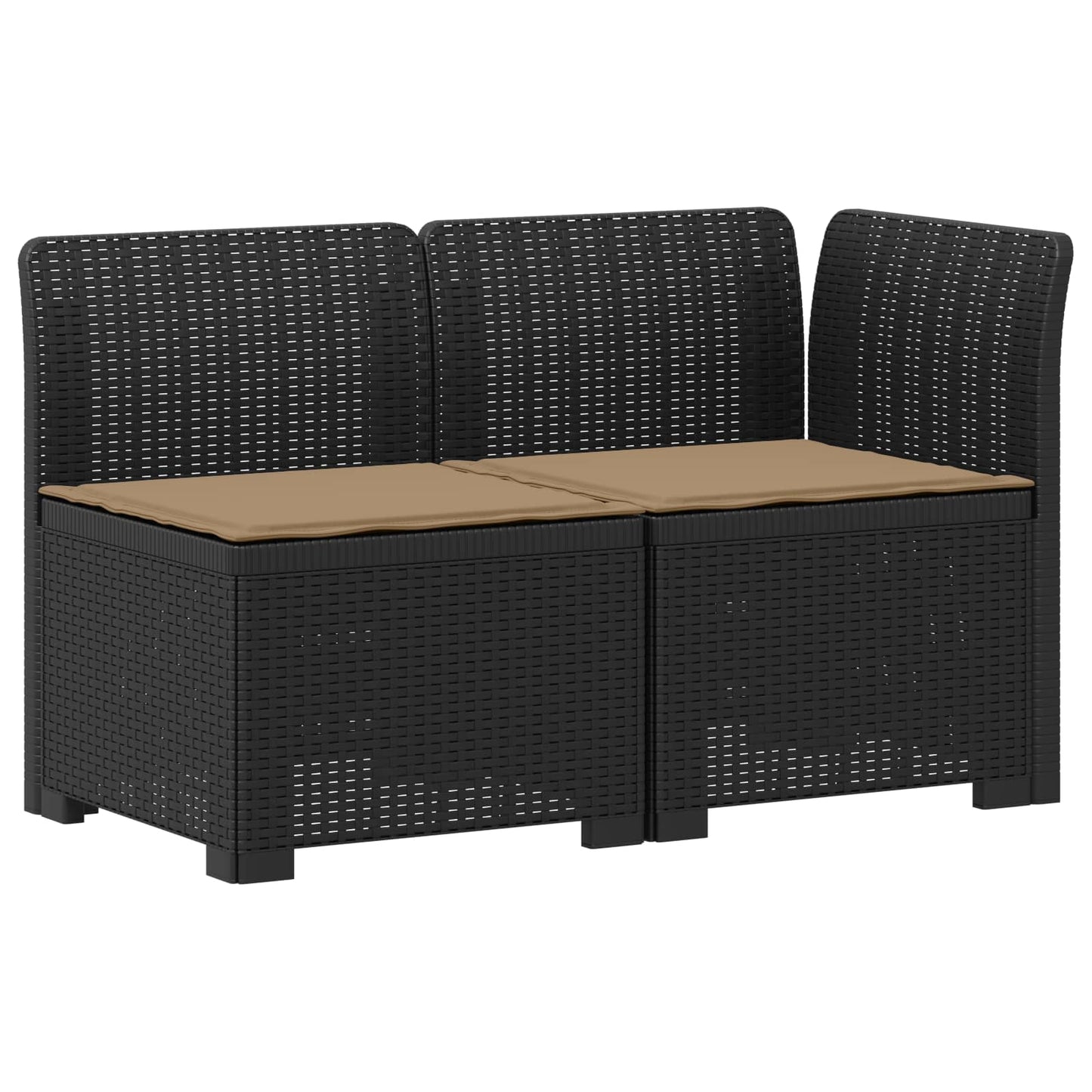 2-Sitzer Garten-Sofa mit Kissen Rattan-Look PP Anthrazit
