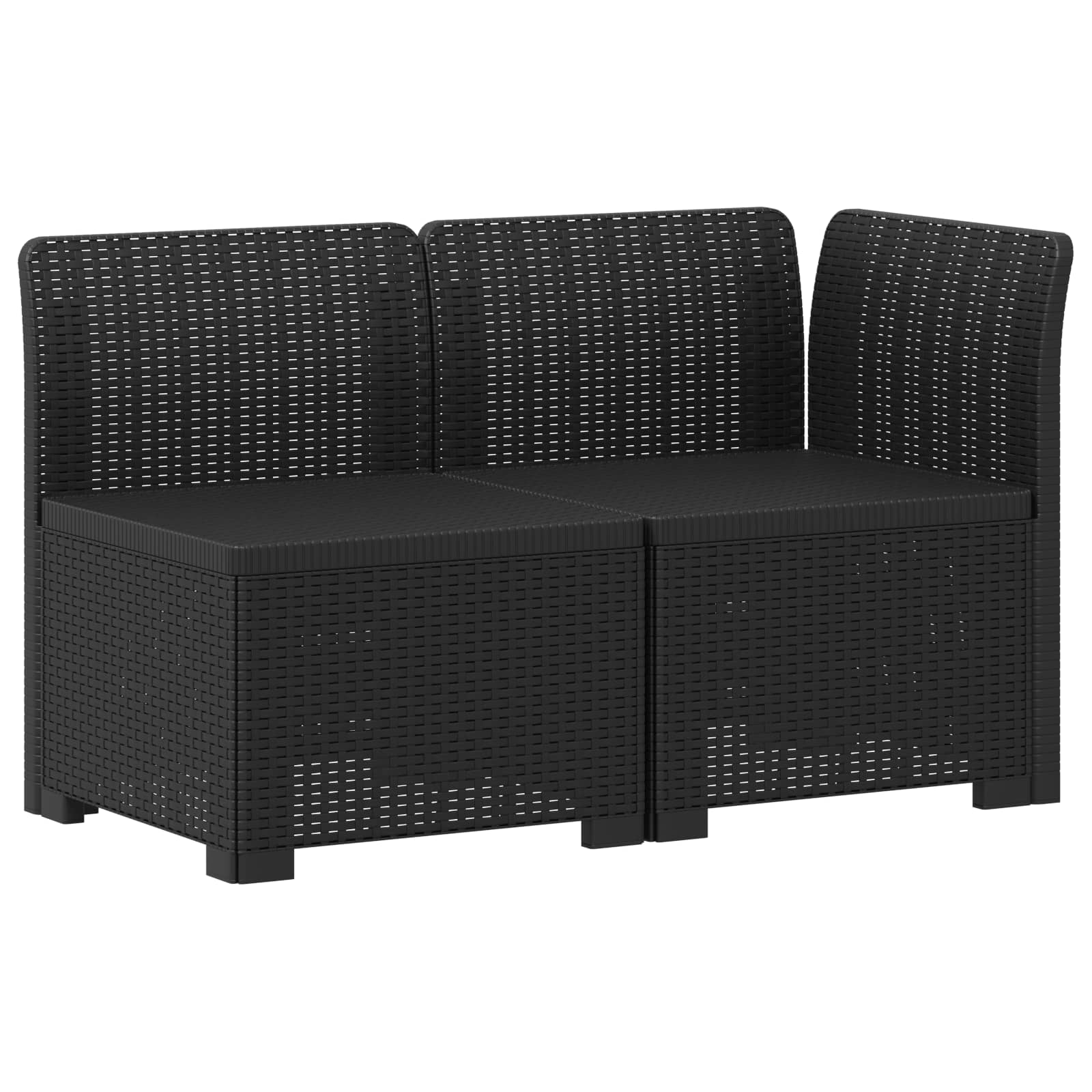 2-Sitzer Garten-Sofa mit Kissen Rattan-Look PP Anthrazit