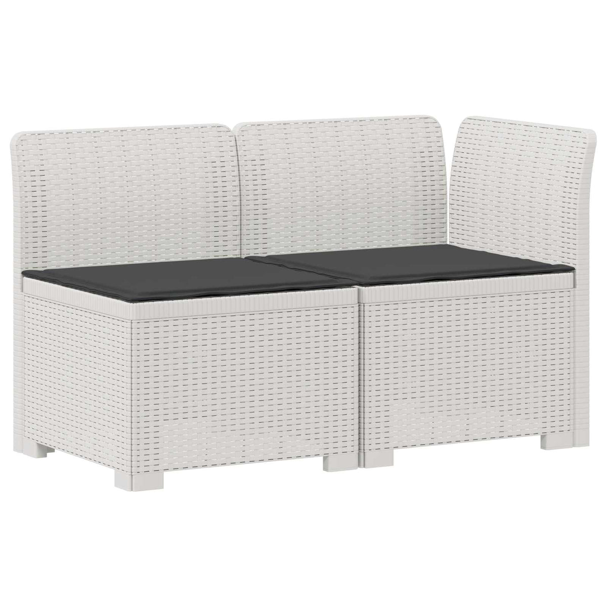 2-Sitzer Garten-Sofa mit Kissen Rattan-Look 2-Sitzer PP Weiß