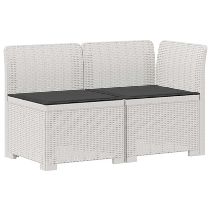 2-Sitzer Garten-Sofa mit Kissen Rattan-Look 2-Sitzer PP Weiß