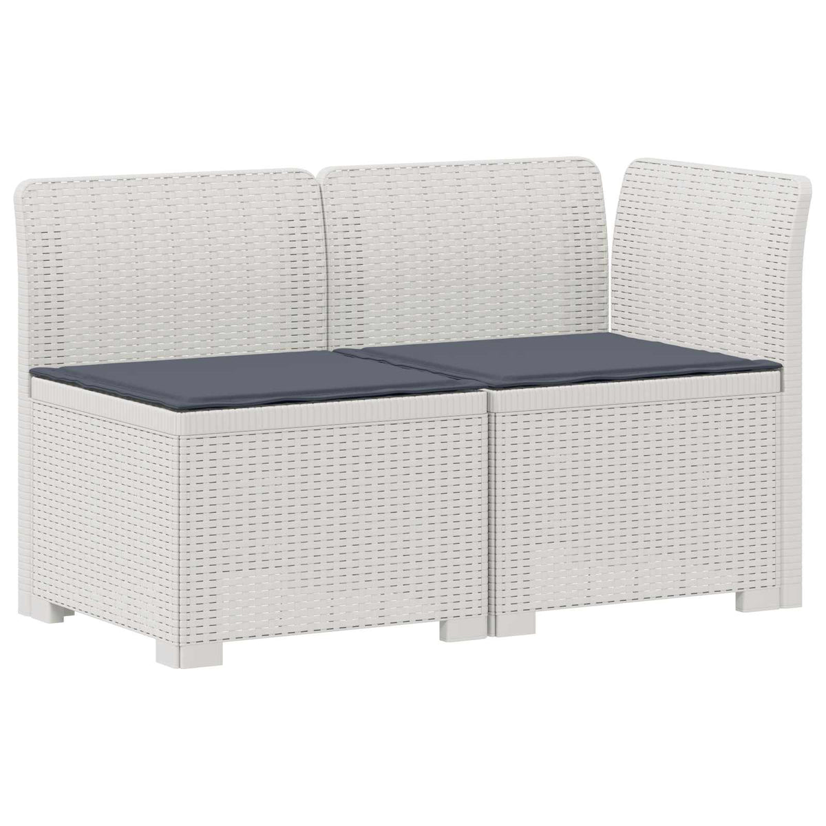 2-Sitzer Garten-Sofa mit Kissen Rattan-Look 2-Sitzer PP Weiß