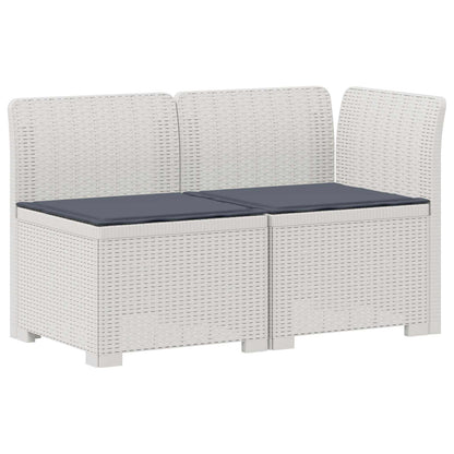2-Sitzer Garten-Sofa mit Kissen Rattan-Look 2-Sitzer PP Weiß