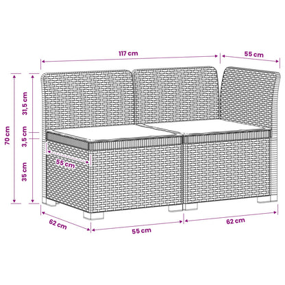 2-Sitzer Garten-Sofa mit Kissen Rattan-Look 2-Sitzer PP Weiß