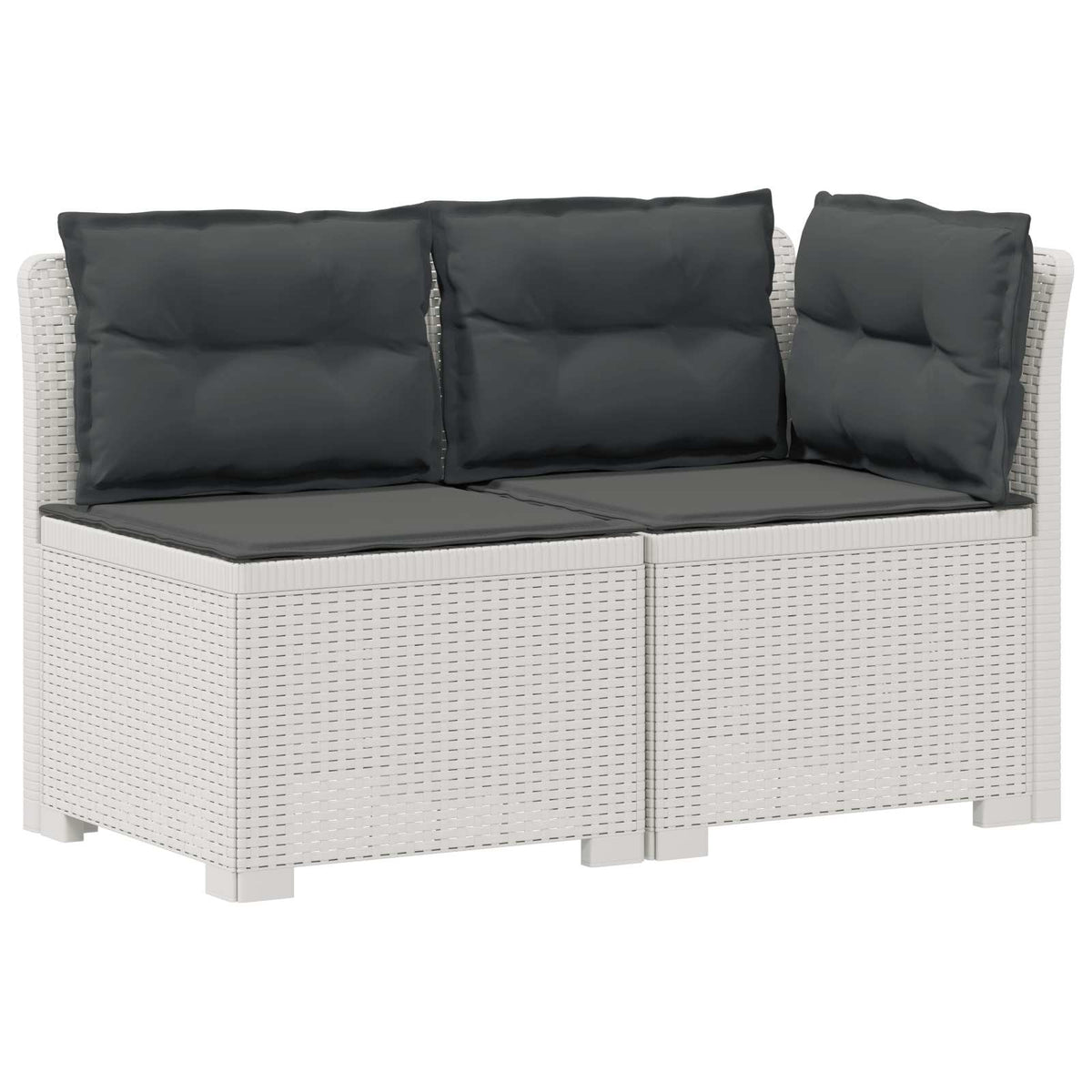 2-Sitzer Garten-Sofa mit Kissen Rattan-Look 2-Sitzer PP Weiß