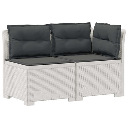 2-Sitzer Garten-Sofa mit Kissen Rattan-Look 2-Sitzer PP Weiß