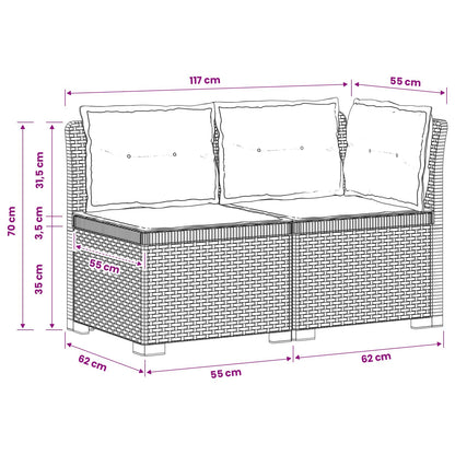 2-Sitzer Garten-Sofa mit Kissen Rattan-Look 2-Sitzer PP Weiß