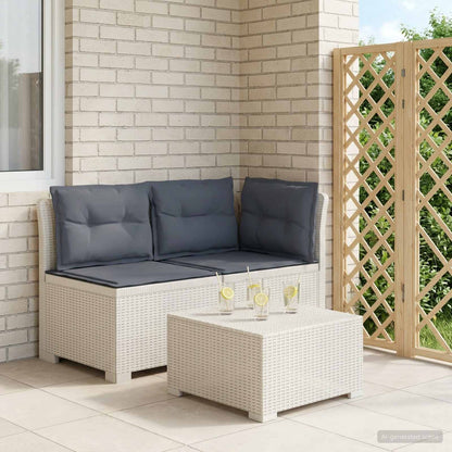 2-Sitzer Garten-Sofa mit Kissen Rattan-Look 2-Sitzer PP Weiß