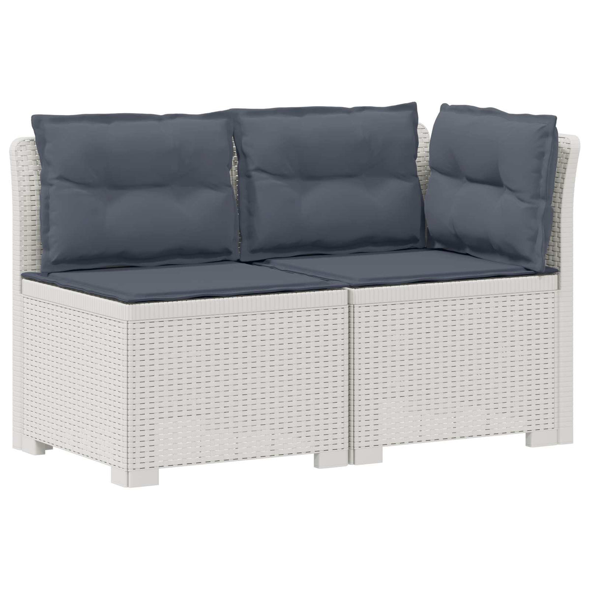 2-Sitzer Garten-Sofa mit Kissen Rattan-Look 2-Sitzer PP Weiß