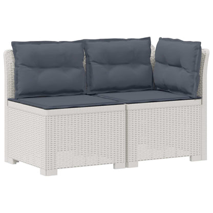 2-Sitzer Garten-Sofa mit Kissen Rattan-Look 2-Sitzer PP Weiß