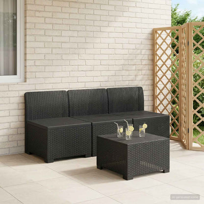 3-Sitzer Garten Sofa Rattan Look 3-Sitzer PP Anthrazit