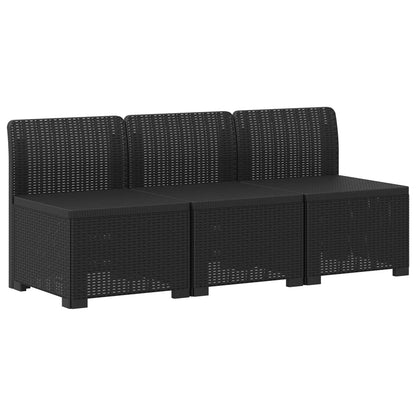 3-Sitzer Garten Sofa Rattan Look 3-Sitzer PP Anthrazit