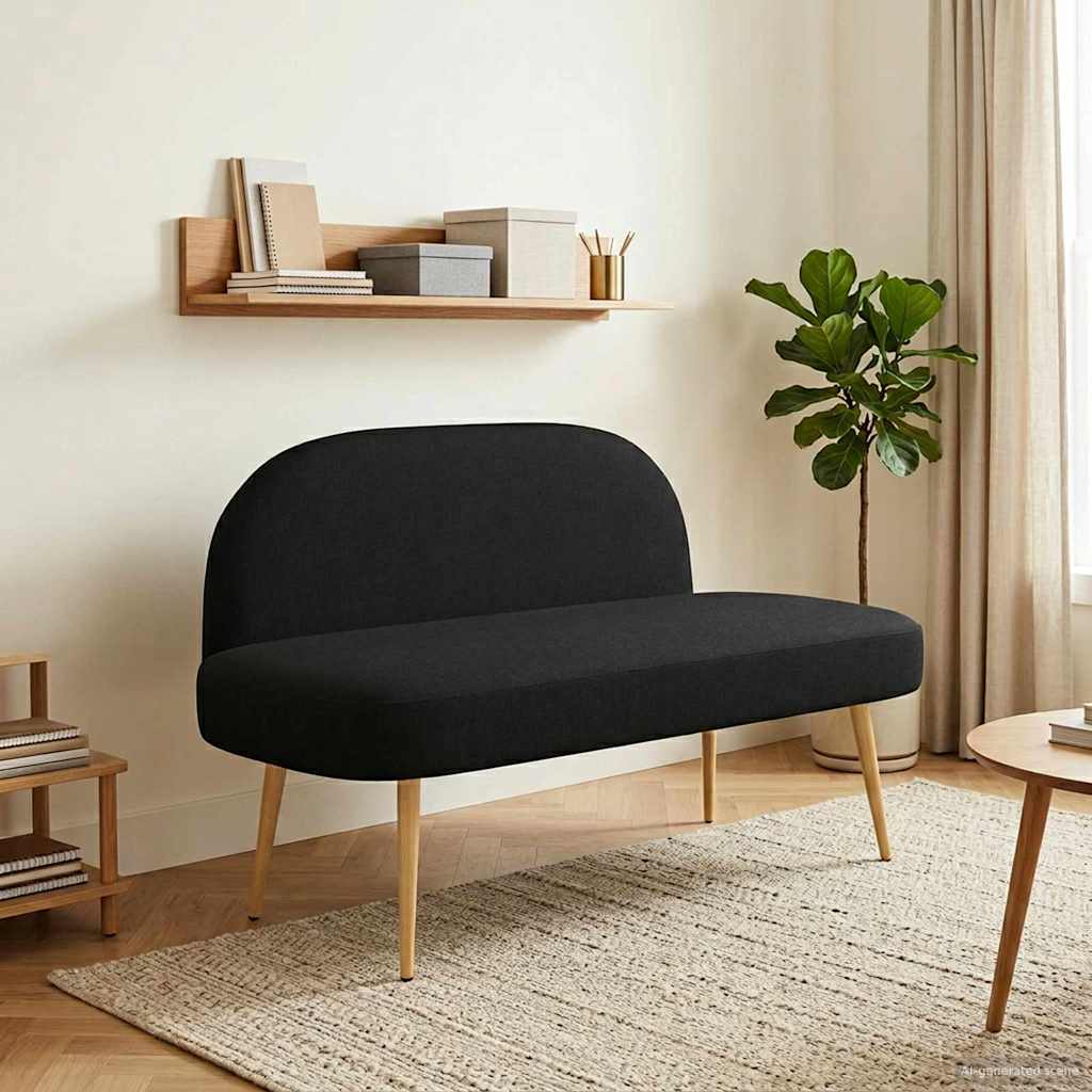 Gepolsterte Bank mit Rückenlehne Schwarz 110 x 60 x 76 cm
