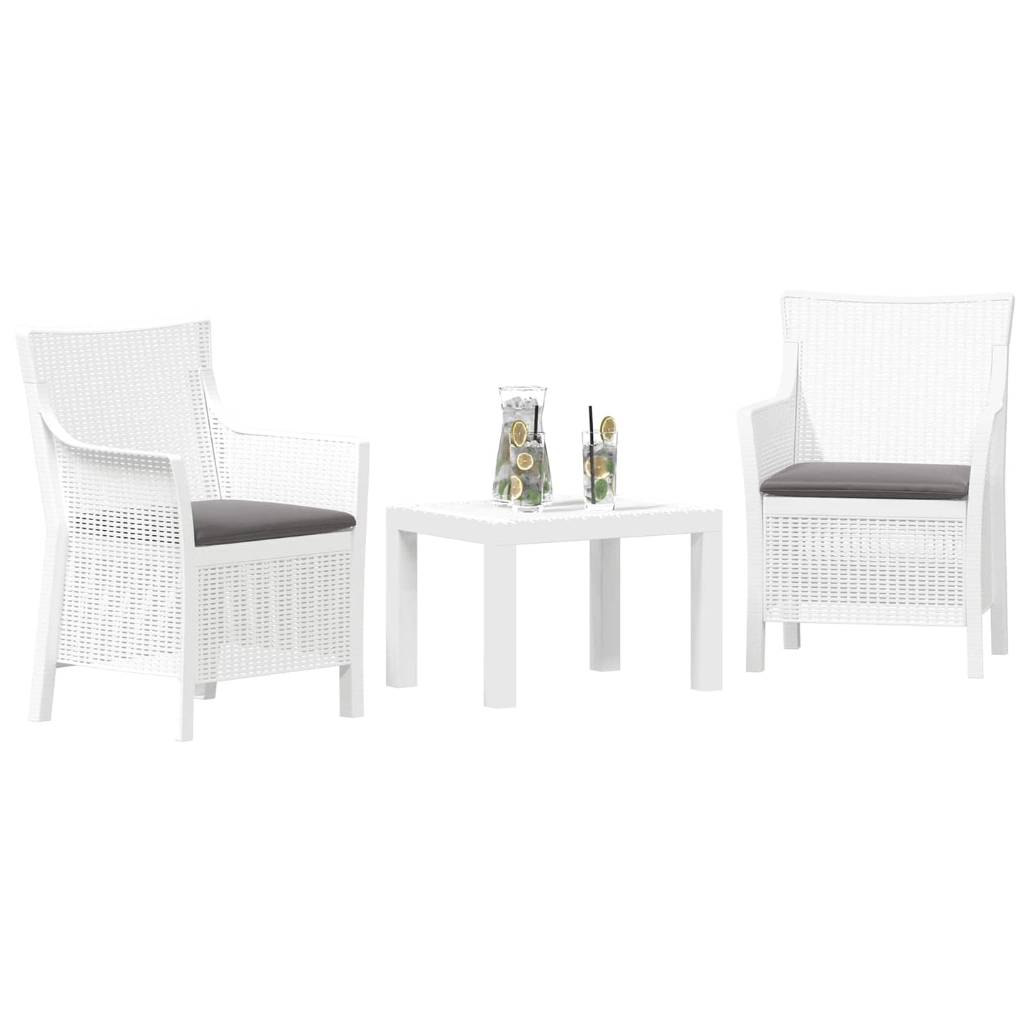 Lounge-Set 3 stk. Weiß PP