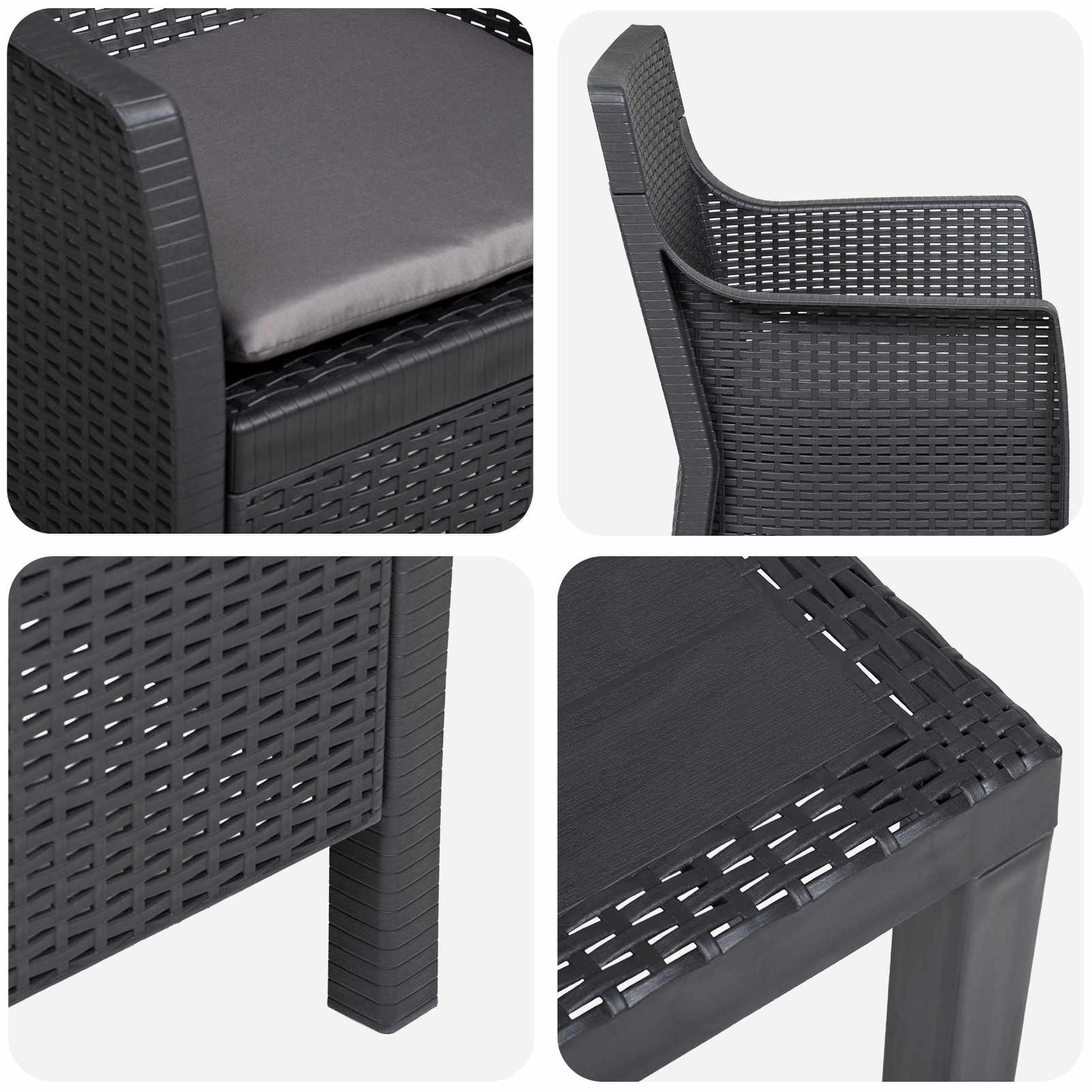 Lounge-Set 3 stk. Anthrazit PP