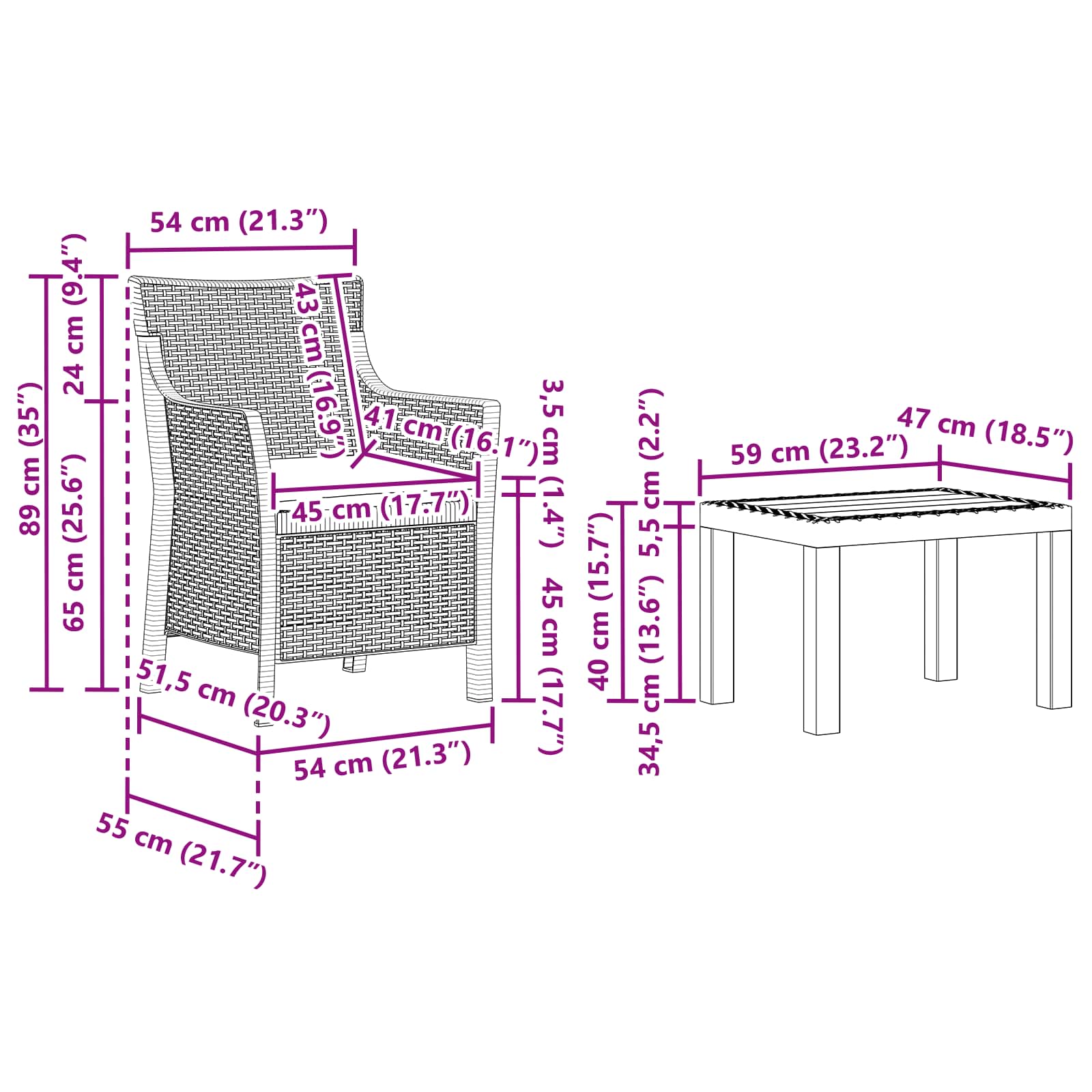 Lounge-Set 3 stk. Anthrazit PP