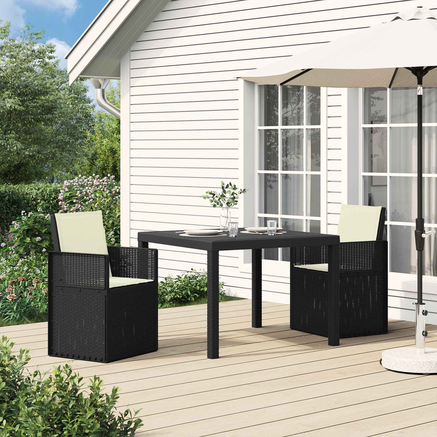 Garten Essgruppe 3 stk. Anthrazit und Creme PP