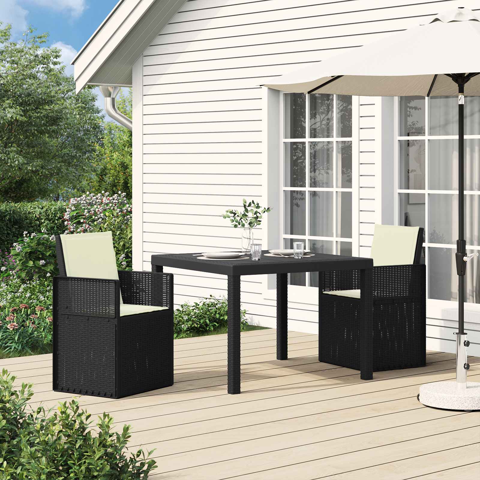 Garten Essgruppe 3 stk. Anthrazit und Creme PP