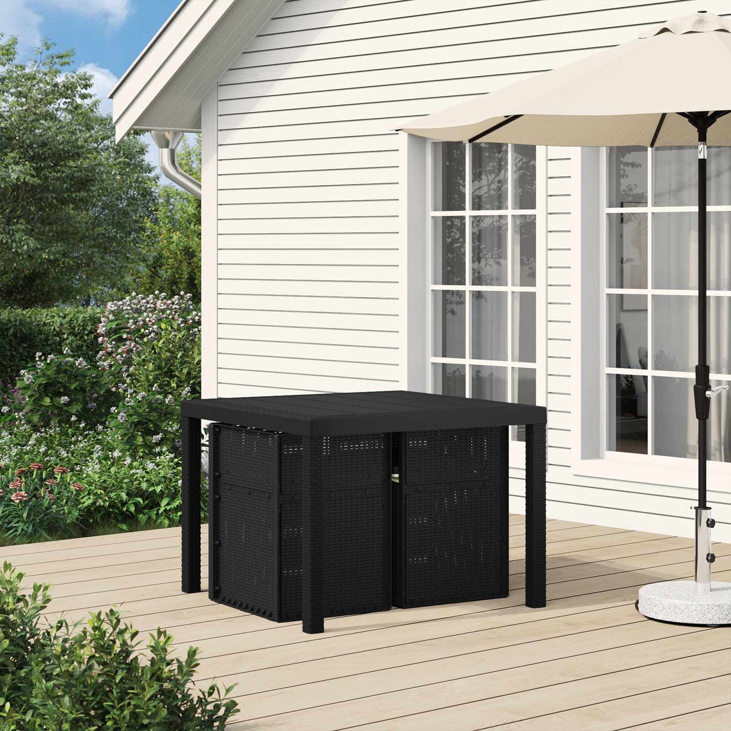 Garten Essgruppe 3 stk. Anthrazit und Creme PP