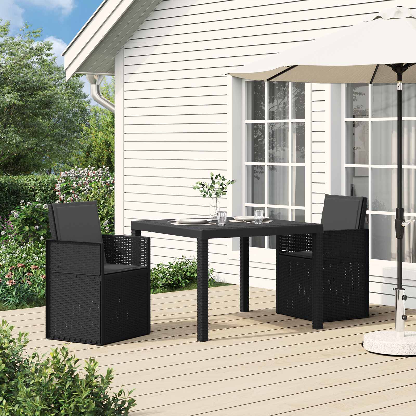 Garten Essgruppe 3 stk. Anthrazit PP