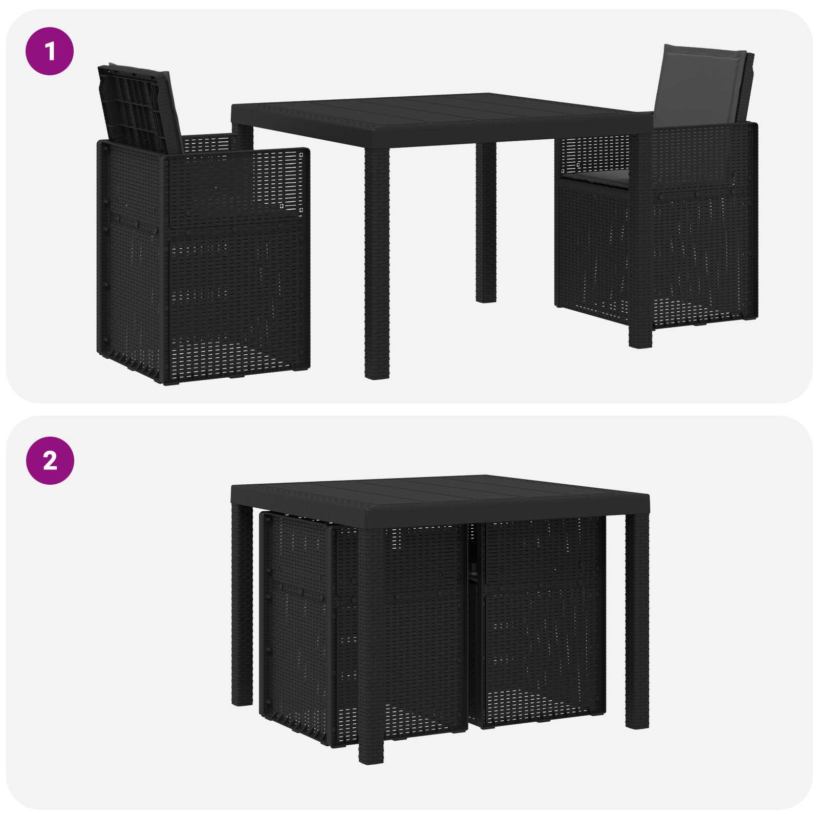 Garten Essgruppe 3 stk. Anthrazit PP