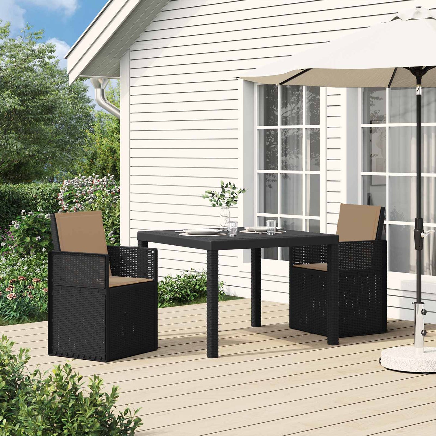 Garten Essgruppe 3 stk. Anthrazit und Taupe PP