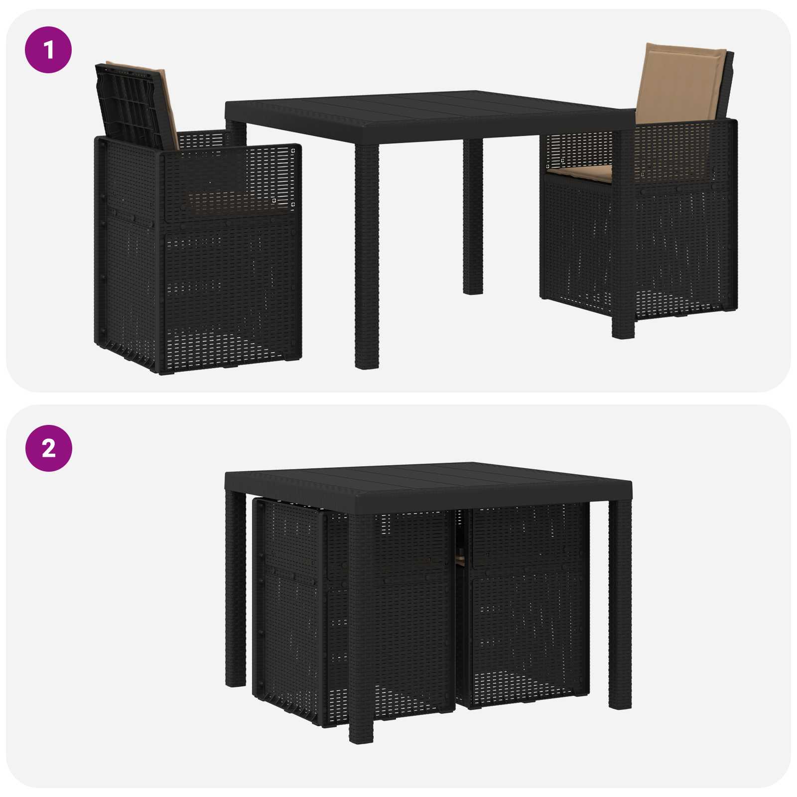 Garten Essgruppe 3 stk. Anthrazit und Taupe PP