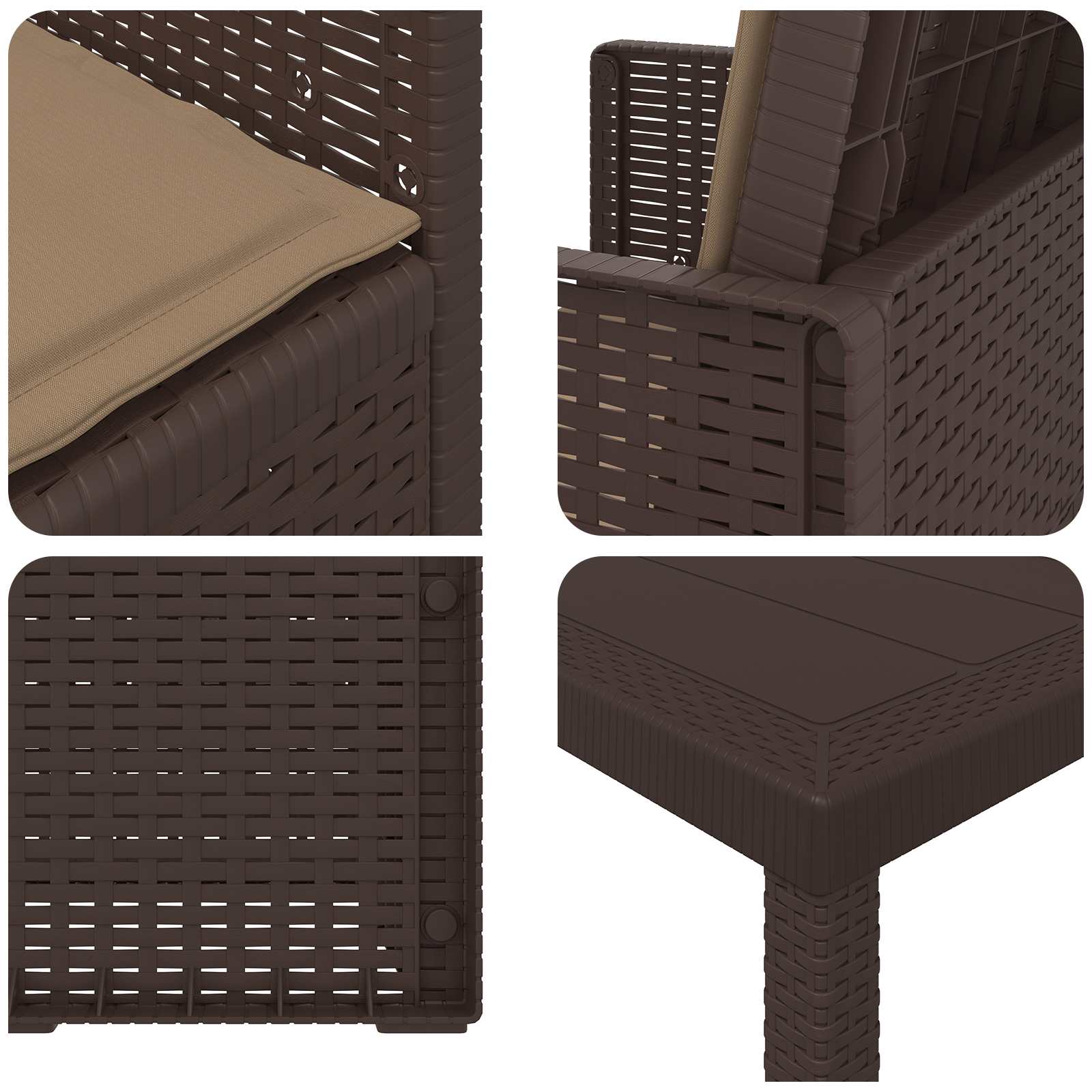 Garten Essgruppe 3 stk. Braun und Taupe PP