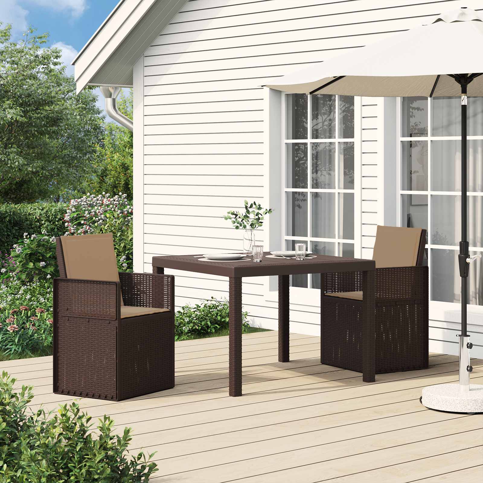 Garten Essgruppe 3 stk. Braun und Taupe PP