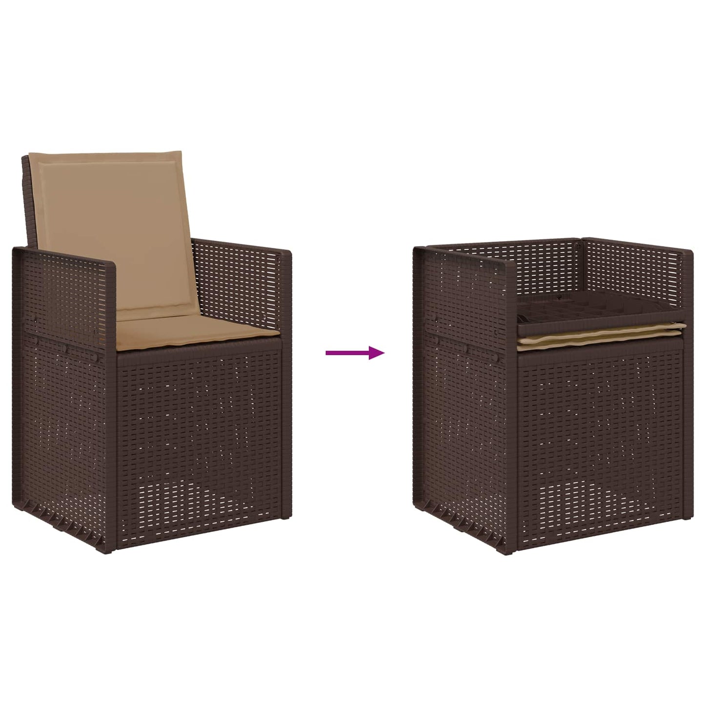 Garten Essgruppe 3 stk. Braun und Taupe PP