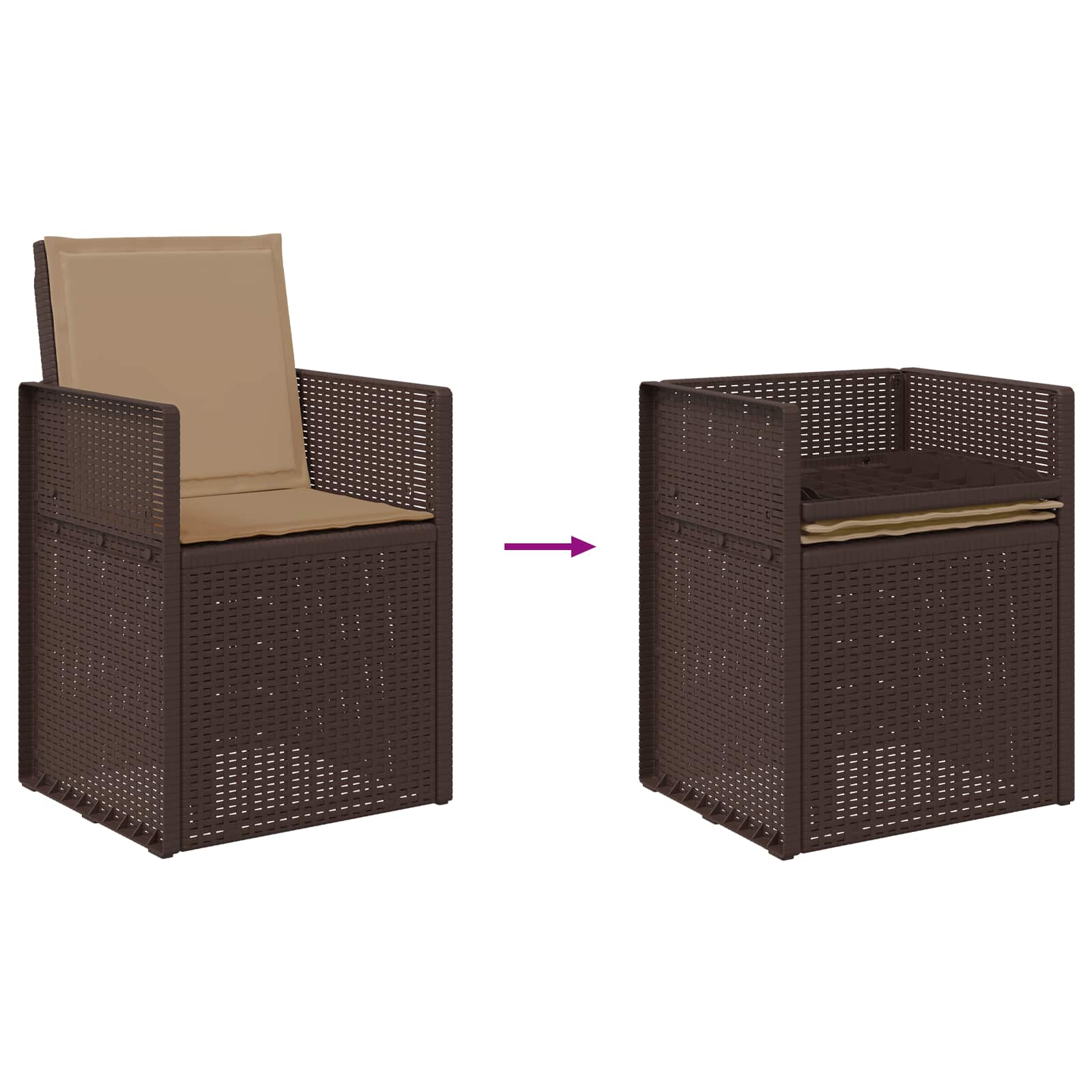 Garten Essgruppe 3 stk. Braun und Taupe PP