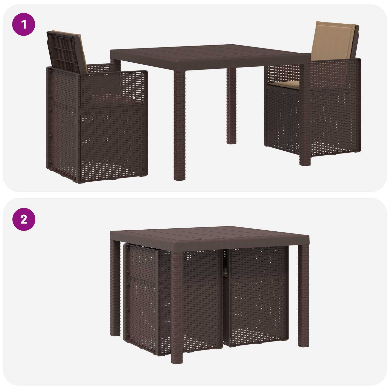 Garten Essgruppe 3 stk. Braun und Taupe PP