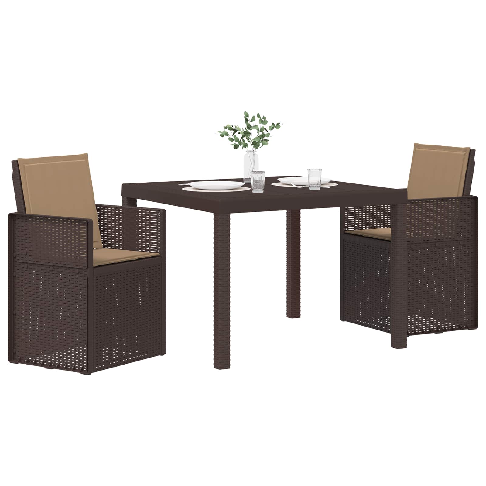 Garten Essgruppe 3 stk. Braun und Taupe PP