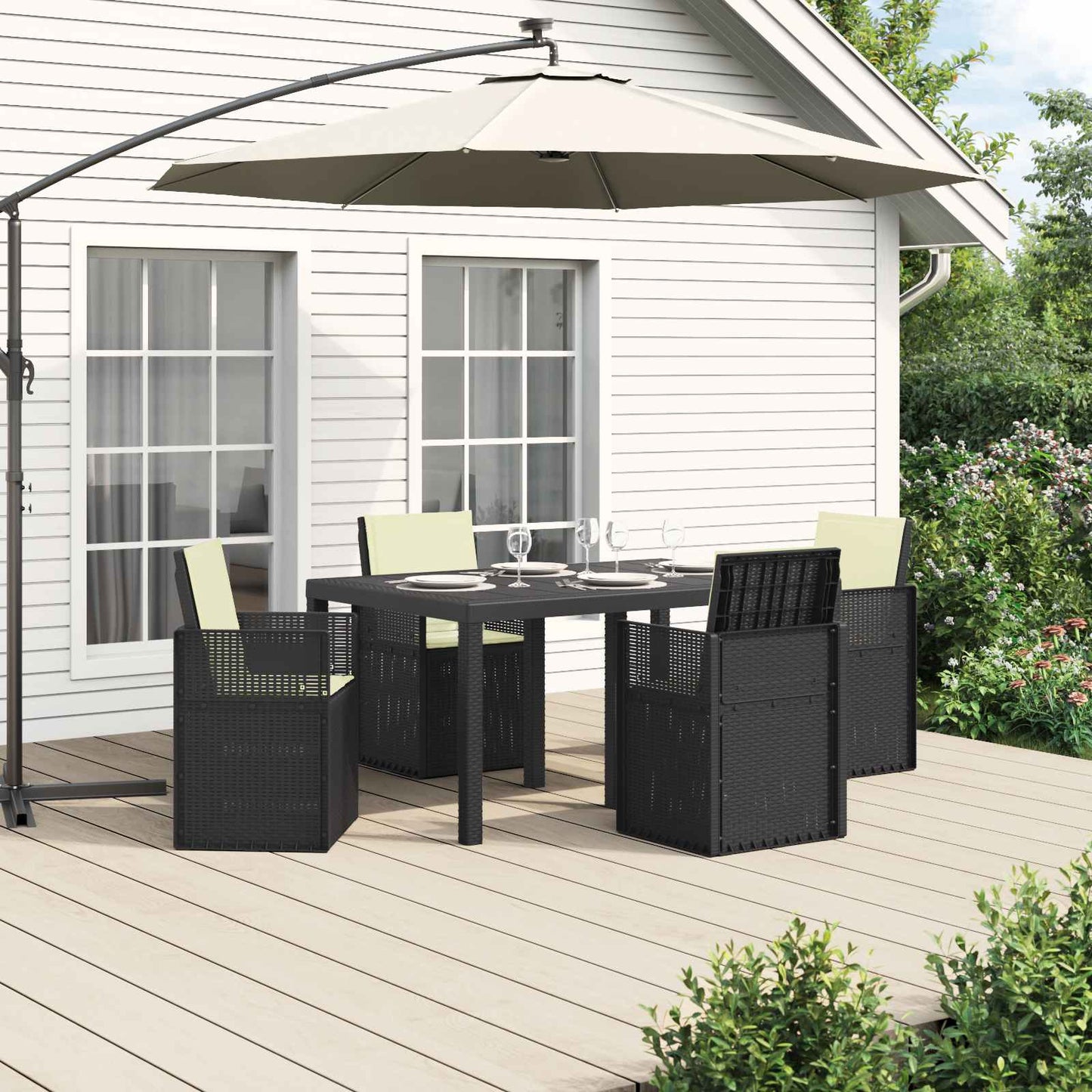 Garten Essgruppe 5 stk. Anthrazit und Creme PP