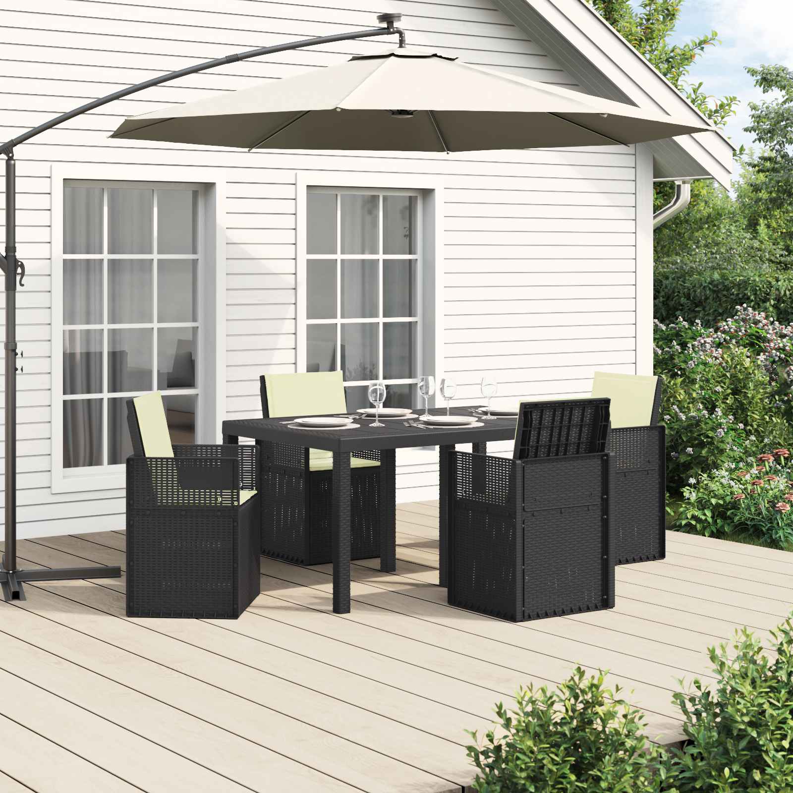 Garten Essgruppe 5 stk. Anthrazit und Creme PP