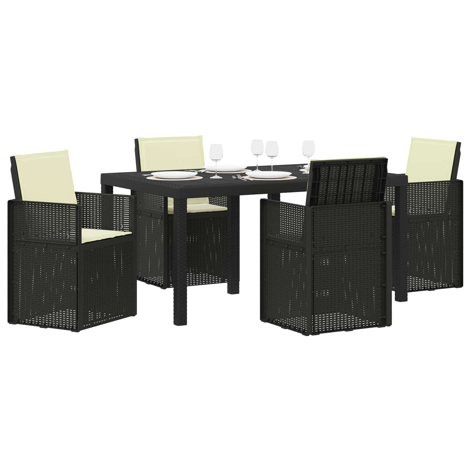 Garten Essgruppe 5 stk. Anthrazit und Creme PP