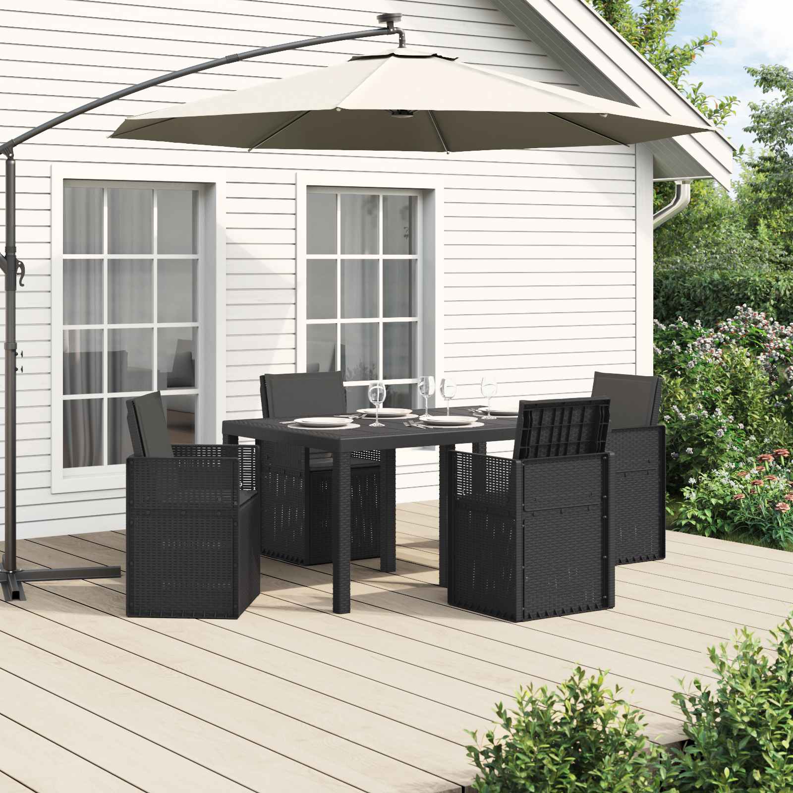 Garten Essgruppe 5 stk. Anthrazit PP