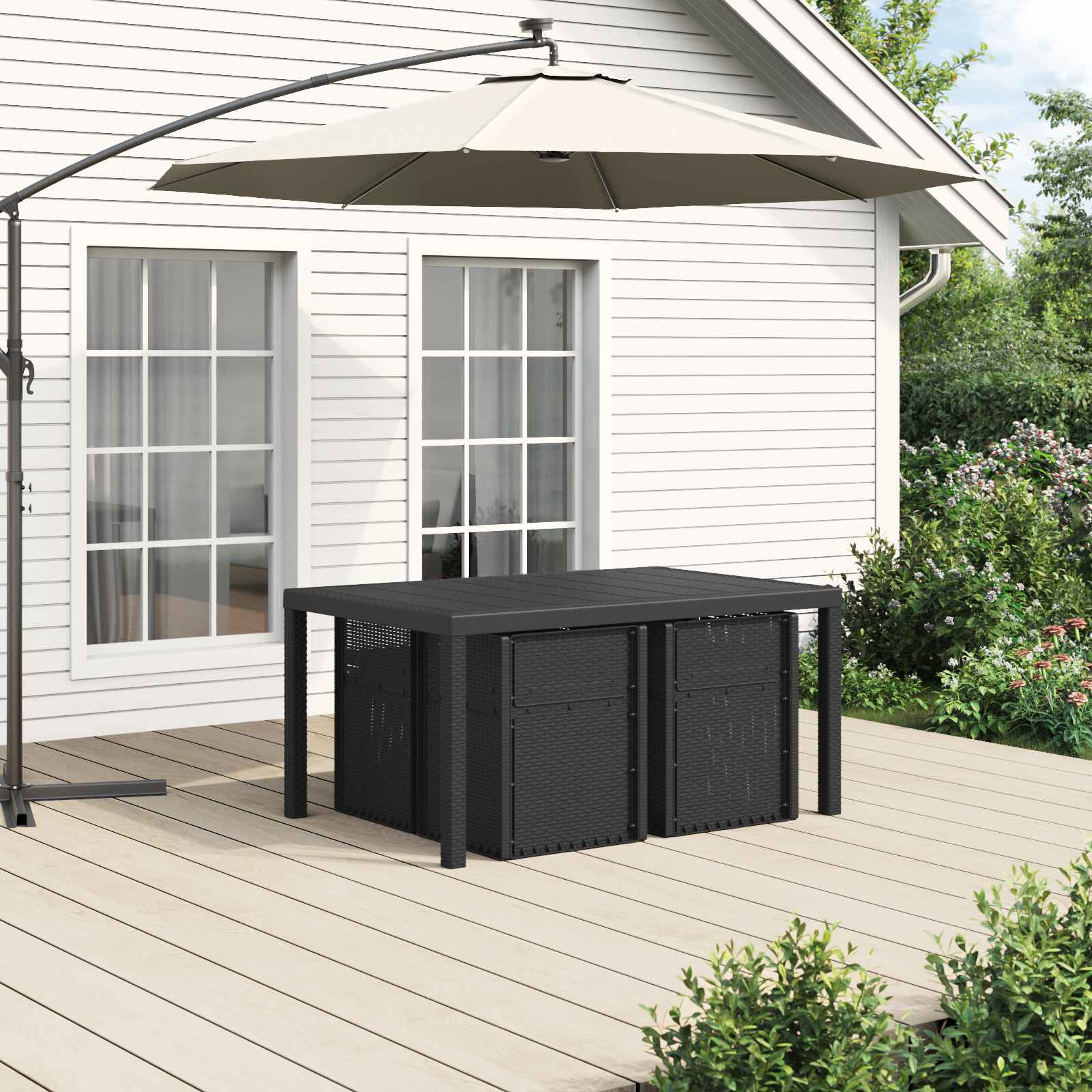 Garten Essgruppe 5 stk. Anthrazit PP