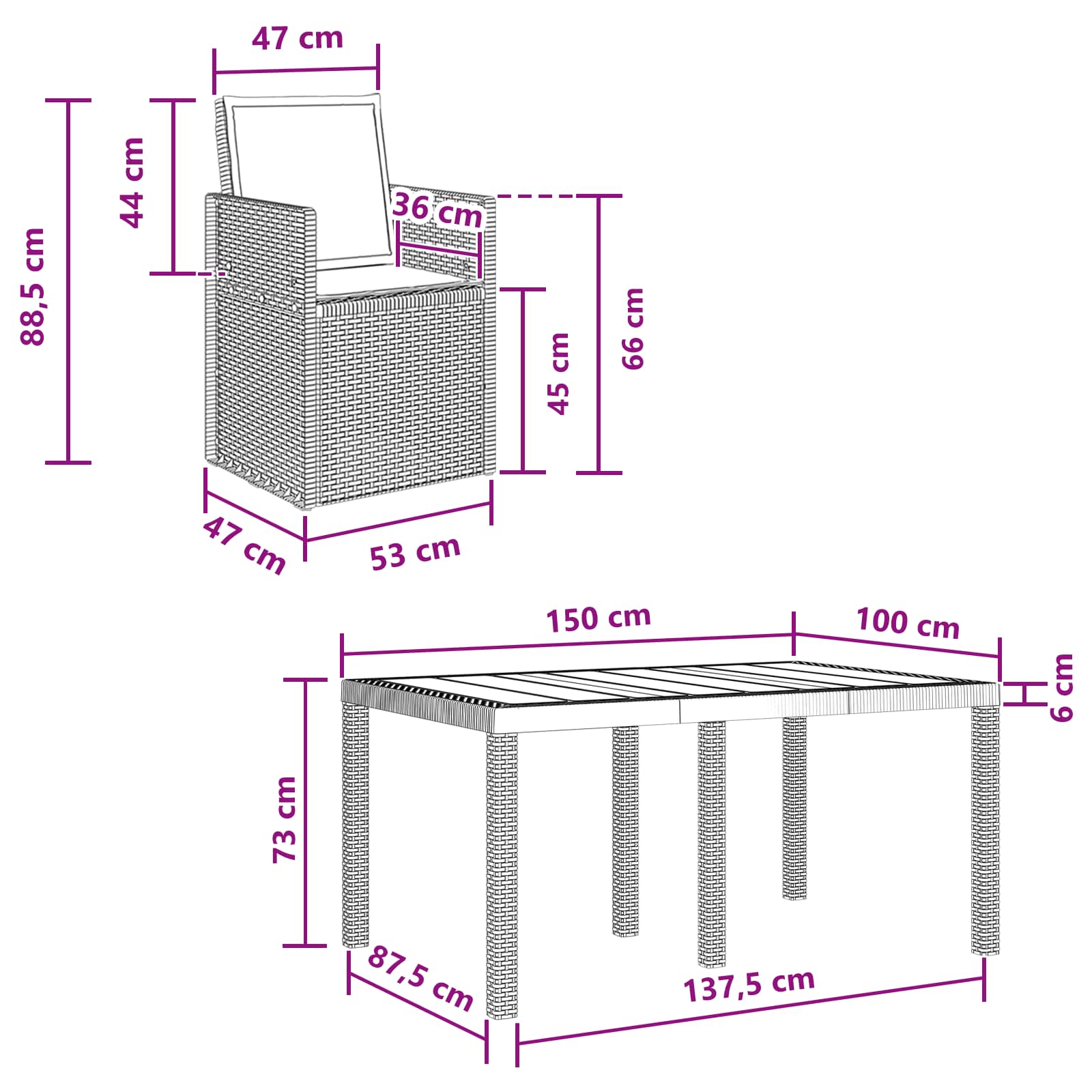 Garten Essgruppe 5 stk. Anthrazit PP