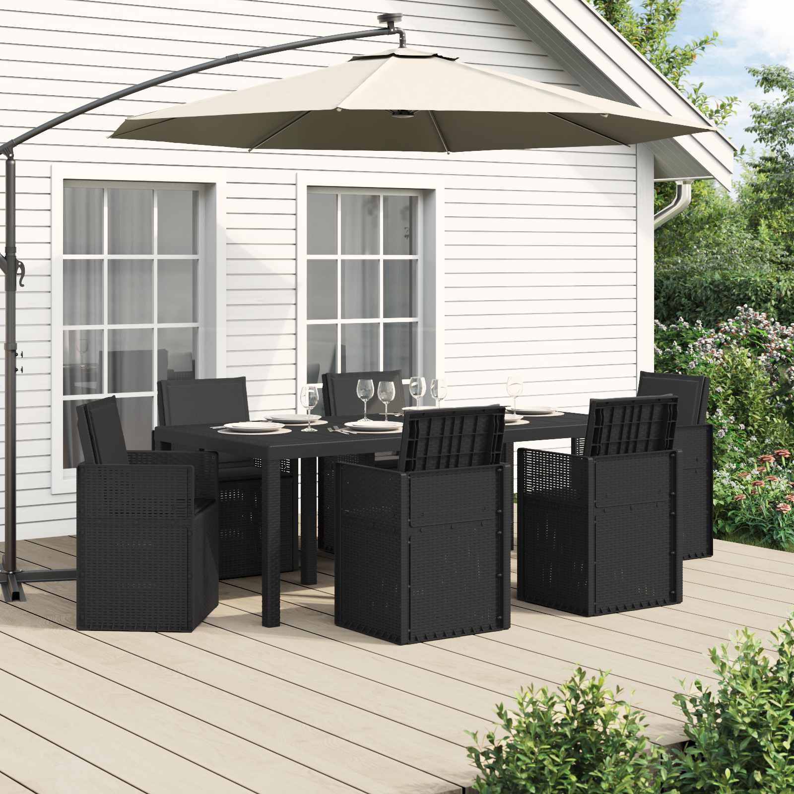 Garten Essgruppe 7 Stk. Anthrazit PP
